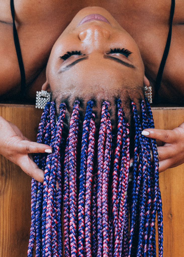 Woman Wearing Colorful Braids